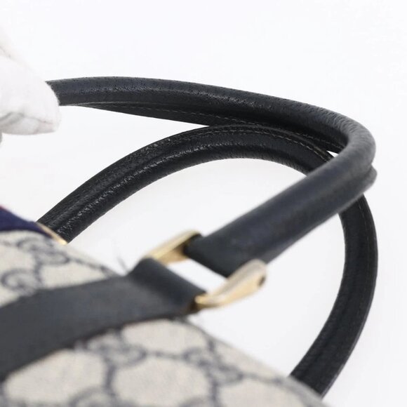 GUCCI GG Supreme Sherry Line Boston Bag PVC Navy Gold 40 3841 Auth 147499 - Picture 9 of 16